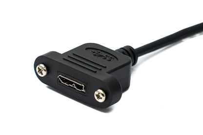 SYSTEM-S USB 3.0 Kabel 50 cm Micro B Buchse zu 2.0 Stecker Panel Mount Schraube