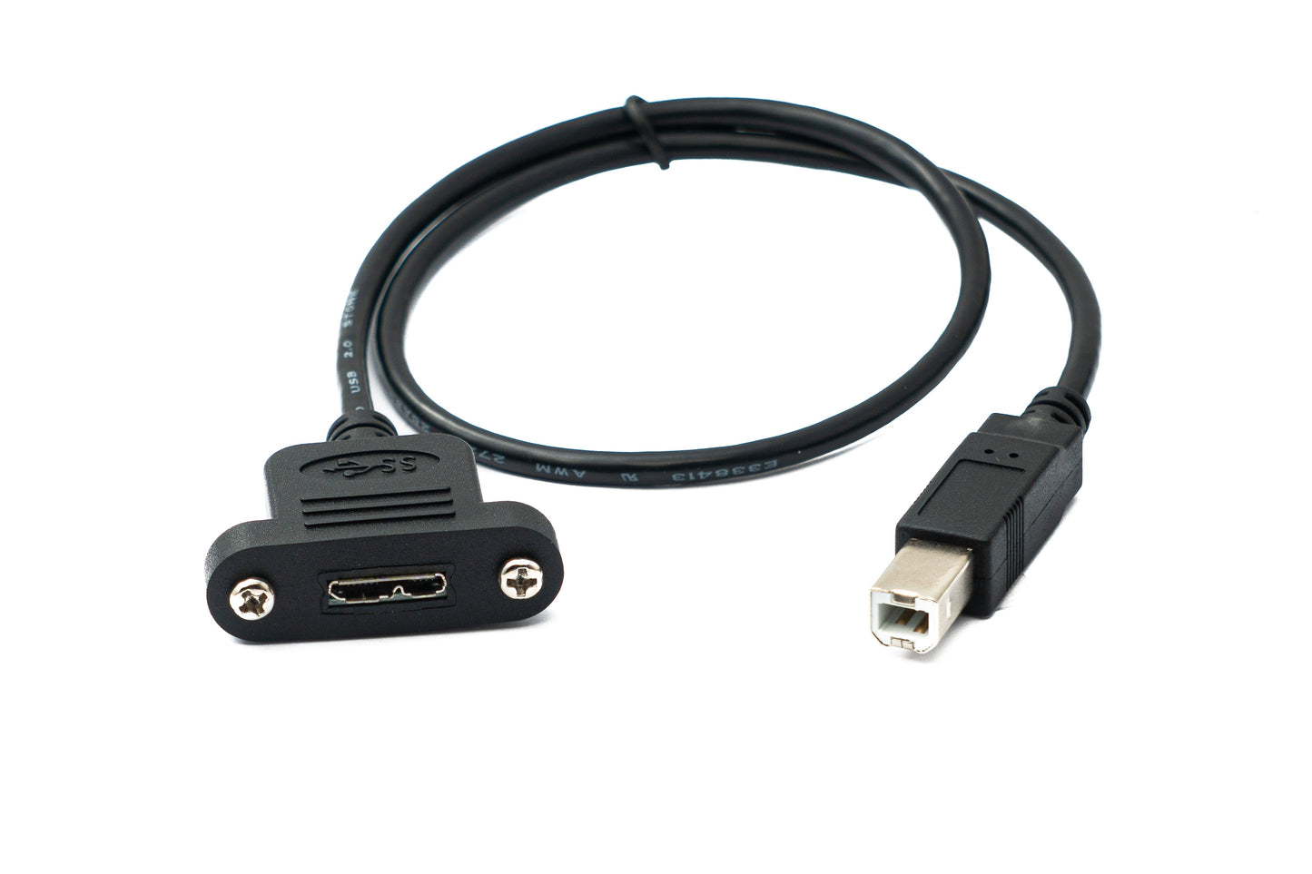 SYSTEM-S USB 3.0 cable 50 cm Micro B female to 2.0 Type B male panel mount screw