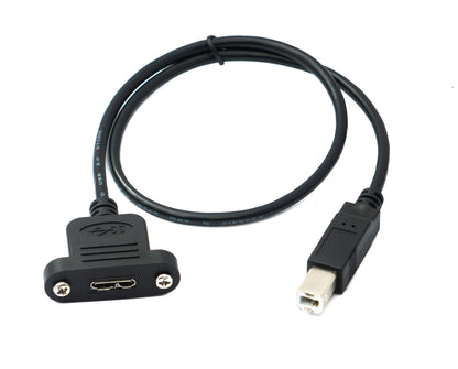 SYSTEM-S USB 3.0 cable 50 cm Micro B female to 2.0 Type B male panel mount screw
