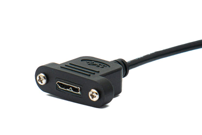 SYSTEM-S USB 3.0 cable 50 cm Micro B female to 2.0 Type B male panel mount screw