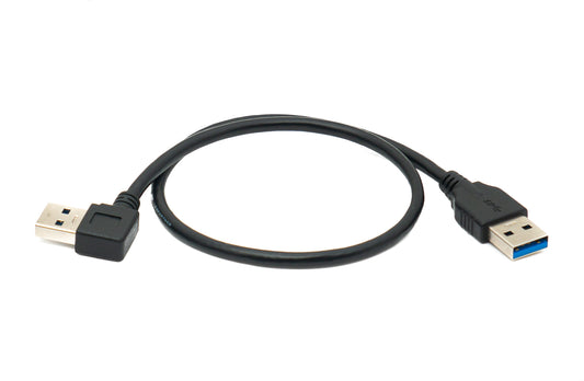 SYSTEM-S USB 3.0 Kabel 40 cm Typ A Stecker zu Stecker Right Angled Winkel 5 Gbit/s Schwarz