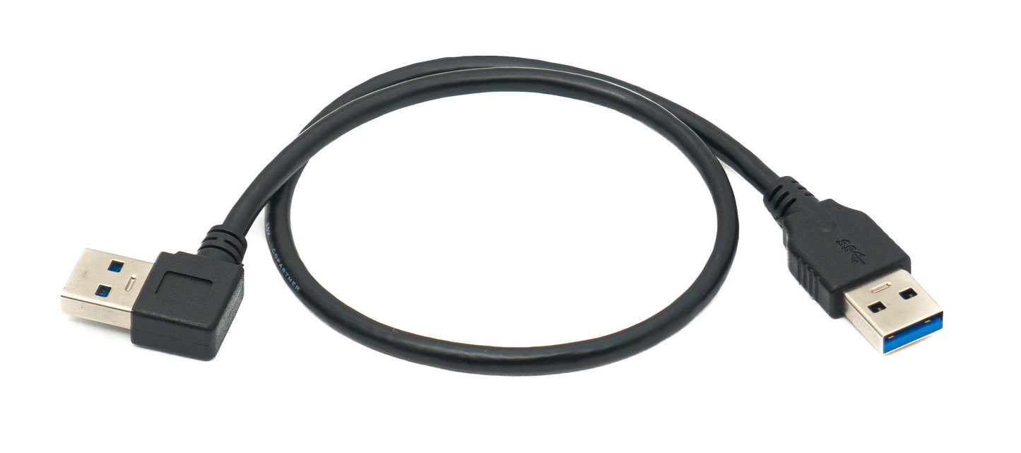 SYSTEM-S USB 3.0 Kabel 40 cm Typ A Stecker zu Stecker Right Angled Winkel 5 Gbit/s Schwarz