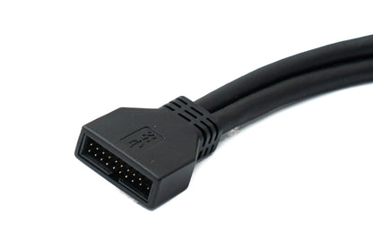 SYSTEM-S USB 3.0 Kabel 25 cm 19 Pin Stecker zu 20 Pin Buchse Motherboard Down Angled Winkel 5 Gbit/s 100W
