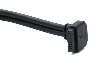 SYSTEM-S USB 3.0 Kabel 25 cm 19 Pin Stecker zu 20 Pin Buchse Motherboard Down Angled Winkel 5 Gbit/s 100W