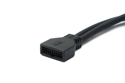 SYSTEM-S USB 3.0 Kabel 25 cm 19 Pin Stecker zu 20 Pin Buchse Motherboard Left Angled Winkel 5 Gbit/s 100W