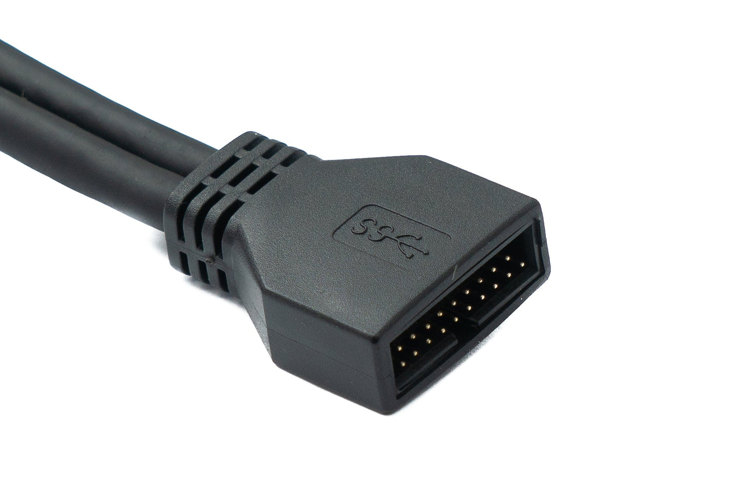 SYSTEM-S USB 3.0 Kabel 25 cm 19 Pin Stecker zu 20 Pin Buchse Motherboard Right Angled Winkel 5 Gbit/s 100W