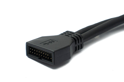 SYSTEM-S USB 3.0 cable 25 cm 19 pin male to 20 pin female motherboard up angled 5 Gbit/s 100W