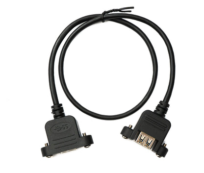 SYSTEM-S USB 3.0 cable 50 cm Micro B female to 3.0 Type A female panel mount screw 5 Gbit/s 100W