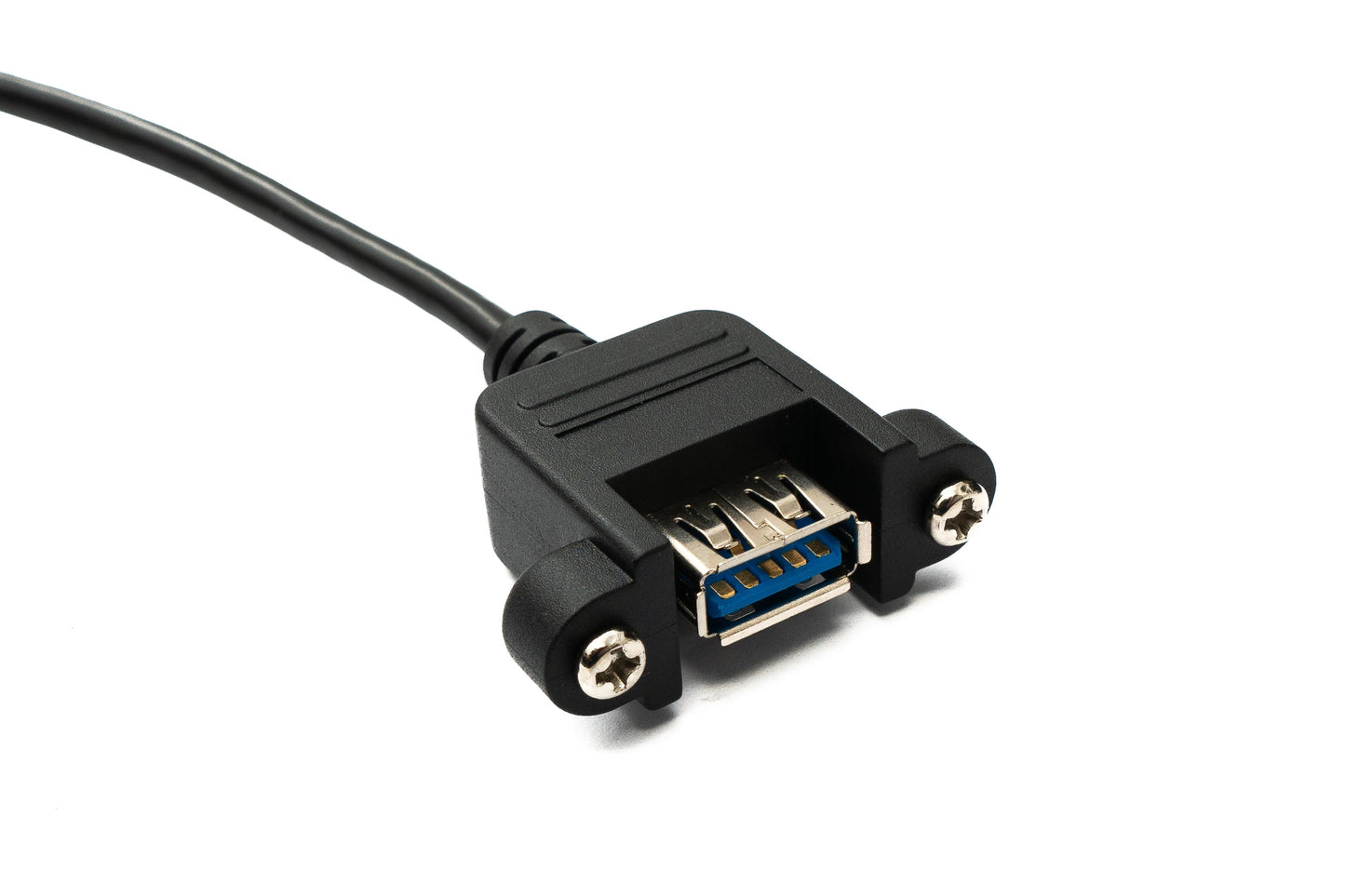 SYSTEM-S USB 3.0 cable 50 cm Micro B female to 3.0 Type A female panel mount screw 5 Gbit/s 100W