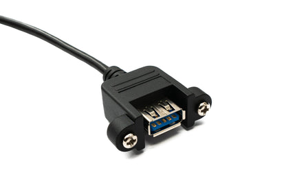 SYSTEM-S USB 3.0 cable 50 cm Micro B female to 3.0 Type A female panel mount screw 5 Gbit/s 100W
