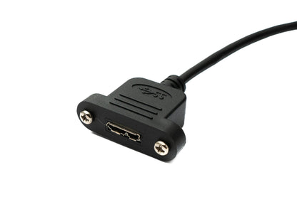 SYSTEM-S USB 3.0 Kabel 50 cm Micro B Buchse zu 3.1 Typ C Stecker Panel Mount Schraube 5 Gbit/s 100W