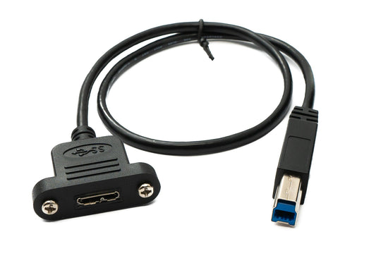 SYSTEM-S USB 3.0 Kabel 50 cm Micro B Buchse zu 3.0 Typ B Stecker Panel Mount Schraube 5 Gbit/s 100W