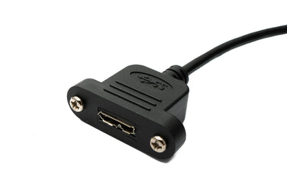 SYSTEM-S USB 3.0 Kabel 50 cm Micro B Buchse zu 3.0 Typ B Stecker Panel Mount Schraube 5 Gbit/s 100W