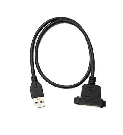 SYSTEM-S USB 3.0 cable 50 cm Micro B female to 3.0 Type A male panel mount screw 5 Gbit/s 100W