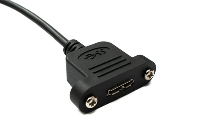 SYSTEM-S USB 3.0 cable 50 cm Micro B female to 3.0 Type A male panel mount screw 5 Gbit/s 100W