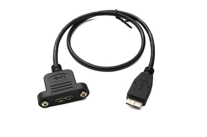 SYSTEM-S USB 3.0 cable 50 cm Micro B female to male panel mount screw 5 Gbit/s 100W