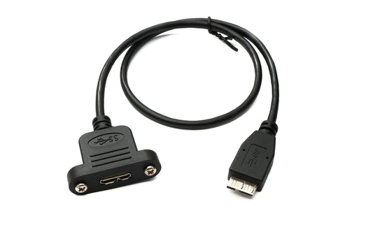 SYSTEM-S USB 3.0 Kabel 50 cm Micro B Buchse zu Stecker Panel Mount Schraube 5 Gbit/s 100W