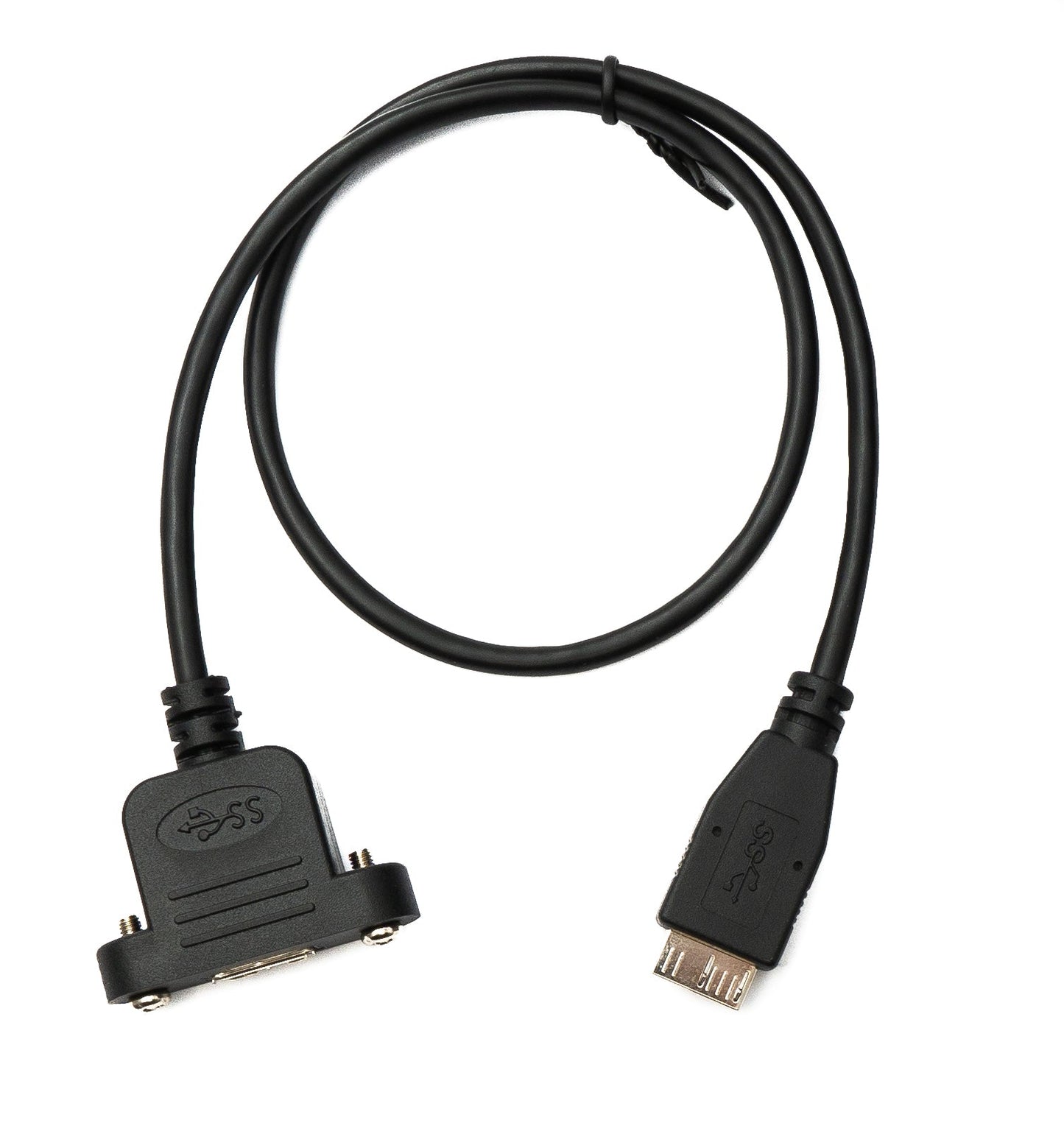 SYSTEM-S USB 3.0 cable 50 cm Micro B female to male panel mount screw 5 Gbit/s 100W
