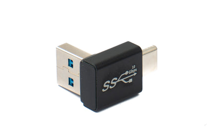 SYSTEM-S USB 3.0 Adapter Typ A Stecker zu 3.1 C Stecker unidirektional Winkel Up Angled Kabel 10 Gbit/s 100W