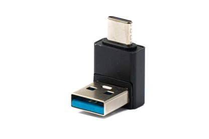 SYSTEM-S USB 3.0 Adapter Typ A Stecker zu 3.1 C Stecker unidirektional Winkel Up Angled Kabel 10 Gbit/s 100W