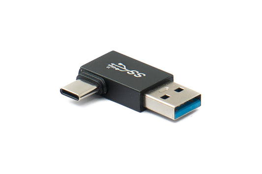 SYSTEM-S USB 3.0 Adapter Typ A Stecker zu 3.1 C Stecker unidirektional Winkel Right Angled Kabel 10 Gbit/s 100W