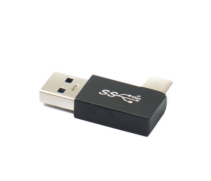 SYSTEM-S USB 3.0 Adapter Typ A Stecker zu 3.1 C Stecker unidirektional Winkel Right Angled Kabel 10 Gbit/s 100W