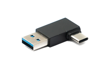 SYSTEM-S USB 3.0 Adapter Typ A Stecker zu 3.1 C Stecker unidirektional Winkel Right Angled Kabel 10 Gbit/s 100W