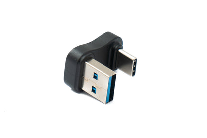 SYSTEM-S USB 3.0 Adapter Typ A Stecker zu 3.1 C Stecker unidirektional 180° U Turn Winkel Down Angled Kabel 10 Gbit/s 100W