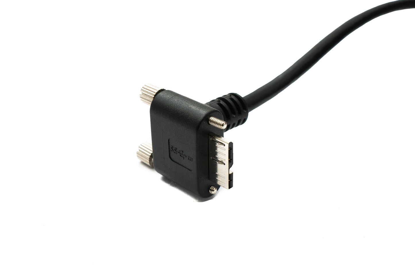 SYSTEM-S USB 3.0 Kabel 100 cm Micro B Stecker zu 3.1 Typ C Stecker Winkel Down Angled Panel Mount Schraube