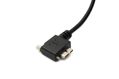 SYSTEM-S USB 3.0 Kabel 100 cm Micro B Stecker zu 3.1 Typ C Stecker Winkel Right Angled Panel Mount Schraube