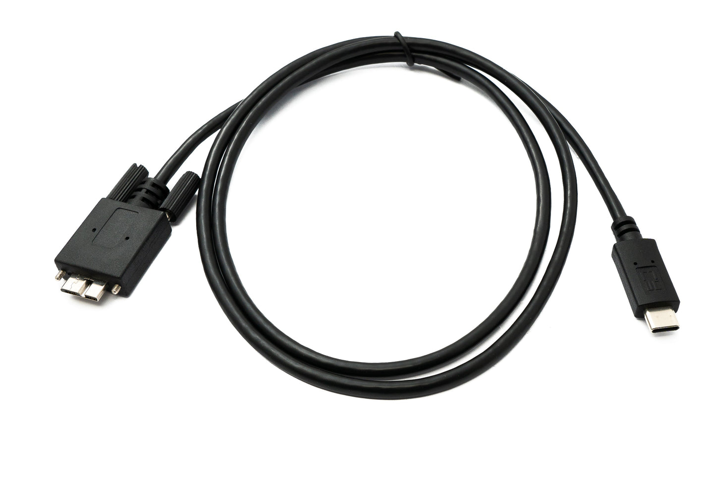 SYSTEM-S USB 3.0 Kabel 100 cm Micro B Stecker zu 3.1 Typ C Stecker Panel Mount Schraube 5 Gbit/s 100W