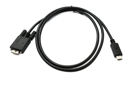 SYSTEM-S USB 3.0 Kabel 100 cm Micro B Stecker zu 3.1 Typ C Stecker Panel Mount Schraube 5 Gbit/s 100W