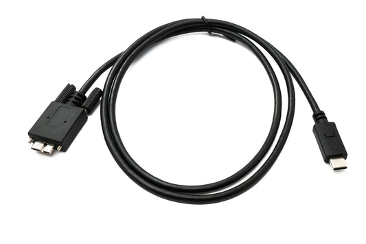 SYSTEM-S USB 3.0 Kabel 100 cm Micro B Stecker zu 3.1 Typ C Stecker Panel Mount Schraube 5 Gbit/s 100W