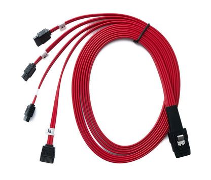 SYSTEM-S SFF-8087 Kabel 100 cm Mini SAS 36 Pin zu 4x SATA 7 Pin für RAID Festplatte Motherboard