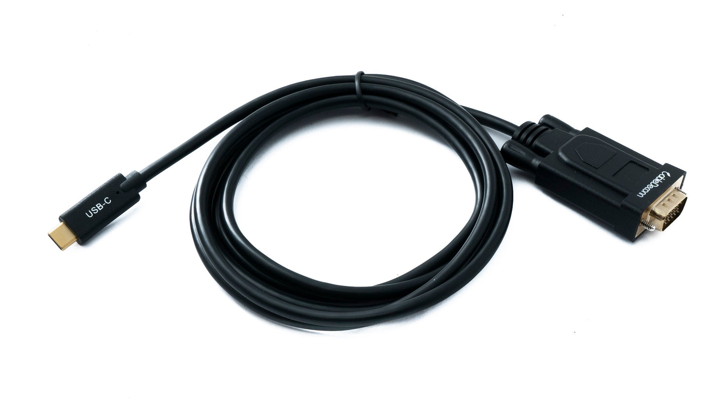 SYSTEM-S VGA Kabel 180 cm Stecker zu USB 3.1 Typ C Stecker Panel Mount Schraube DSub 15pin