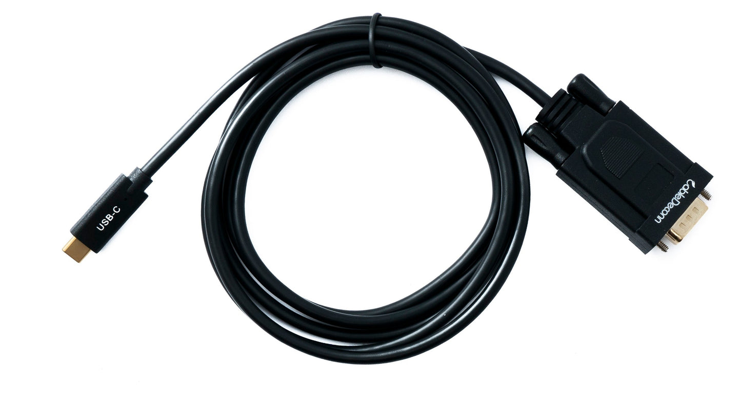 SYSTEM-S VGA Kabel 180 cm Stecker zu USB 3.1 Typ C Stecker Panel Mount Schraube DSub 15pin