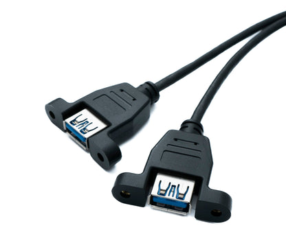 SYSTEM-S USB 3.0 Y Kabel 50 cm 19 Pin Buchse zu 2x 3.0 Typ A Buchse Motherboard Panel Mount Schraube 5 Gbit/s 100W