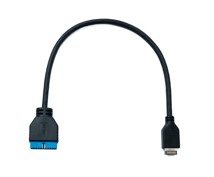 SYSTEM-S USB 3.1 Kabel 50 cm Typ E Stecker zu 19 Pin Stecker Motherboard in Schwarz