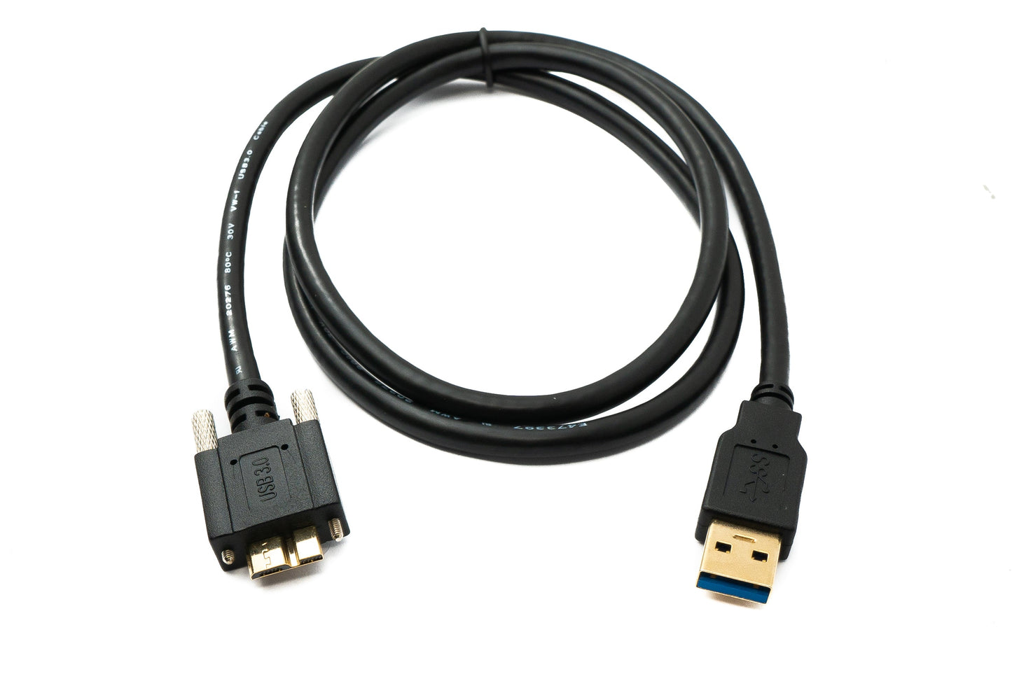 SYSTEM-S USB 3.0 cable 100 cm Micro B male to 3.0 Type A male panel mount screw 5 Gbit/s 100W