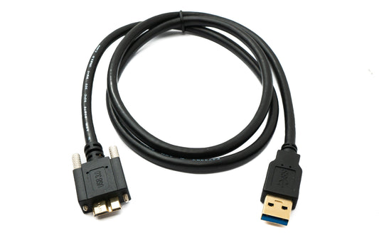 SYSTEM-S USB 3.0 Kabel 100 cm Micro B Stecker zu 3.0 Typ A Stecker Panel Mount Schraube 5 Gbit/s 100W