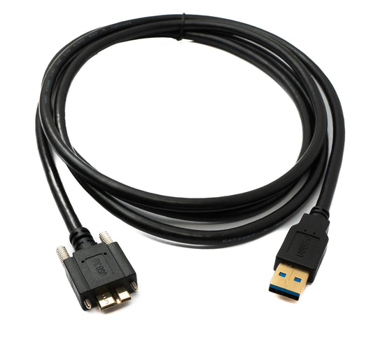 SYSTEM-S USB 3.0 cable 180 cm Micro B male to 3.0 Type A male panel mount screw 5 Gbit/s 100W