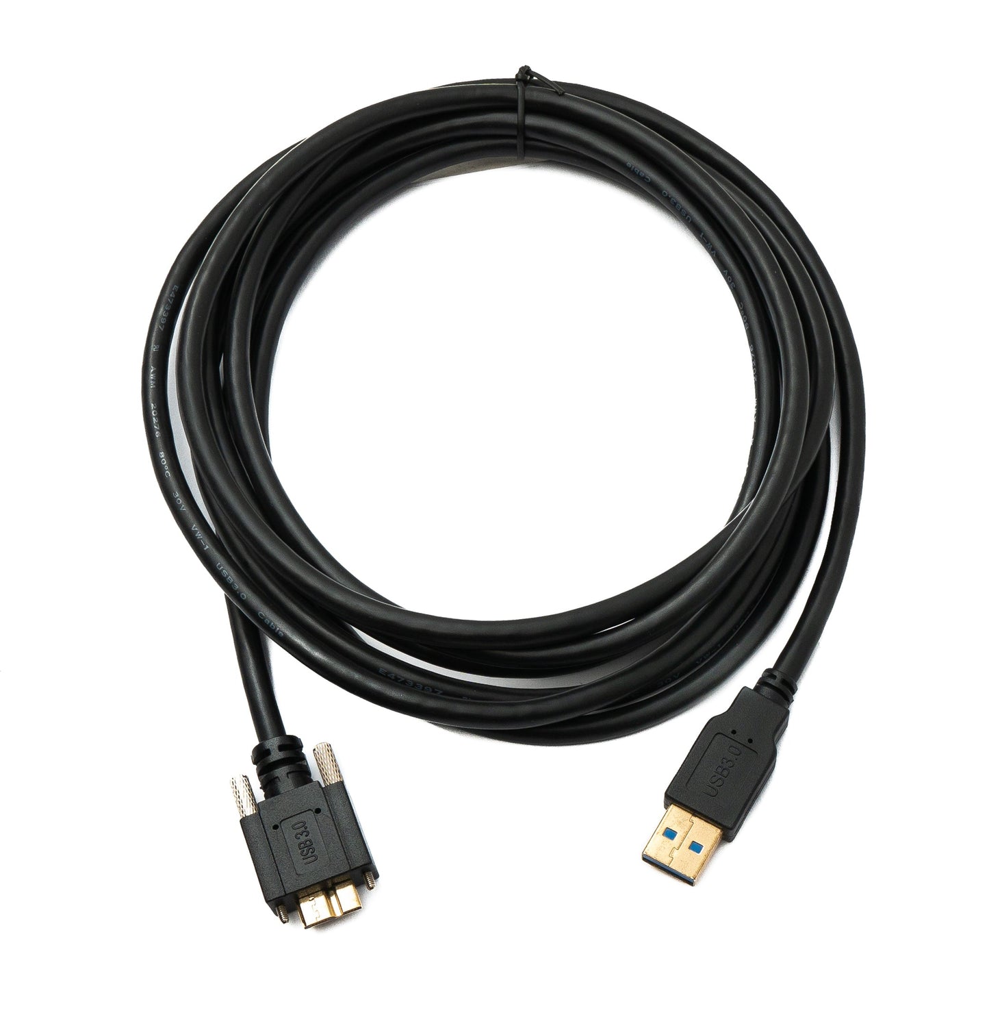 SYSTEM-S USB 3.0 Kabel 3 m Micro B Stecker zu 3.0 Typ A Stecker Panel Mount Schraube 5 Gbit/s 100W