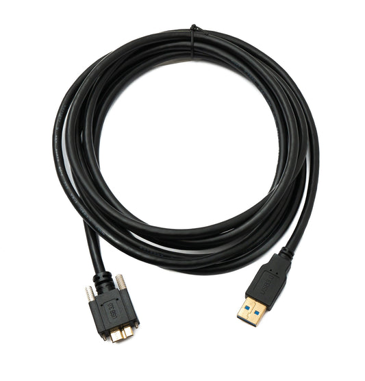 SYSTEM-S USB 3.0 Kabel 3 m Micro B Stecker zu 3.0 Typ A Stecker Panel Mount Schraube 5 Gbit/s 100W
