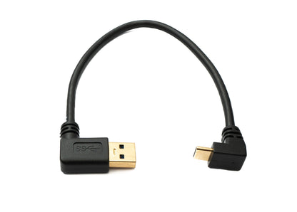 SYSTEM-S USB 3.1 Kabel 20 cm Typ C Stecker zu 3.0 A Stecker aufwärts abwärts links gewinkelt 5 Gbit/s 100W
