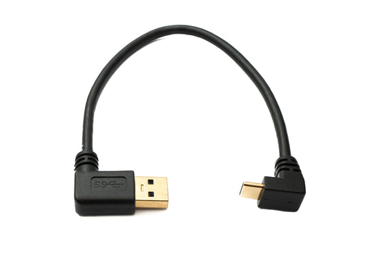 SYSTEM-S USB 3.1 Kabel 20 cm Typ C Stecker zu 3.0 A Stecker aufwärts abwärts links gewinkelt 5 Gbit/s 100W
