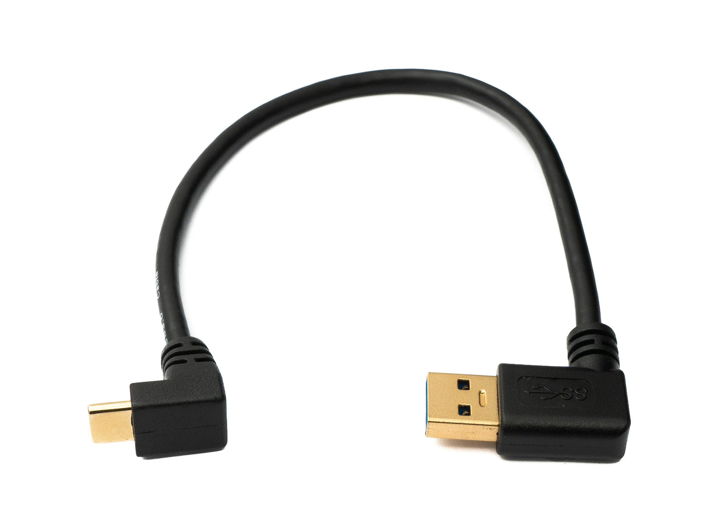SYSTEM-S USB 3.1 Kabel 20 cm Typ C Stecker zu 3.0 A Stecker aufwärts abwärts rechts gewinkelt 5 Gbit/s 100W
