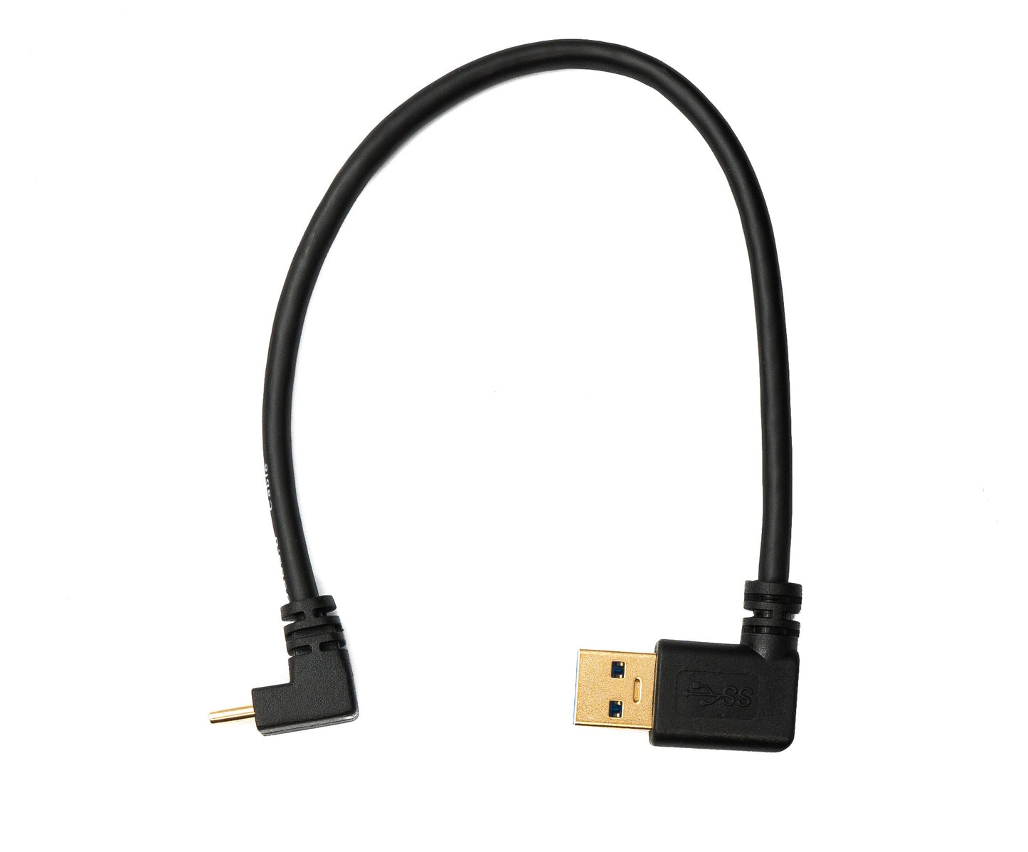 SYSTEM-S USB 3.1 Kabel 20 cm Typ C Stecker zu 3.0 A Stecker aufwärts abwärts rechts gewinkelt 5 Gbit/s 100W