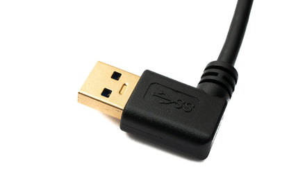 SYSTEM-S USB 3.1 Kabel 20 cm Typ C Stecker zu 3.0 A Stecker aufwärts abwärts rechts gewinkelt 5 Gbit/s 100W