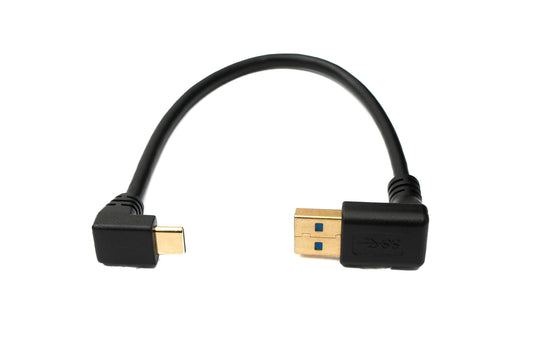 SYSTEM-S USB 3.1 Kabel 20 cm Typ C Stecker zu 3.0 A Stecker abwärts aufwärts gewinkelt 5 Gbit/s 100W