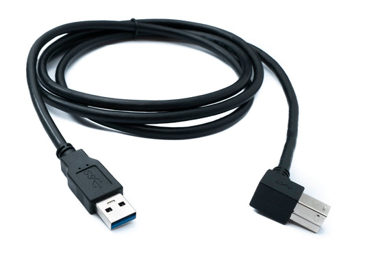 SYSTEM-S USB 3.0 Kabel 150 cm Typ B Stecker zu A Stecker Winkel Left Angled 5 Gbit/s 100W in Schwarz
